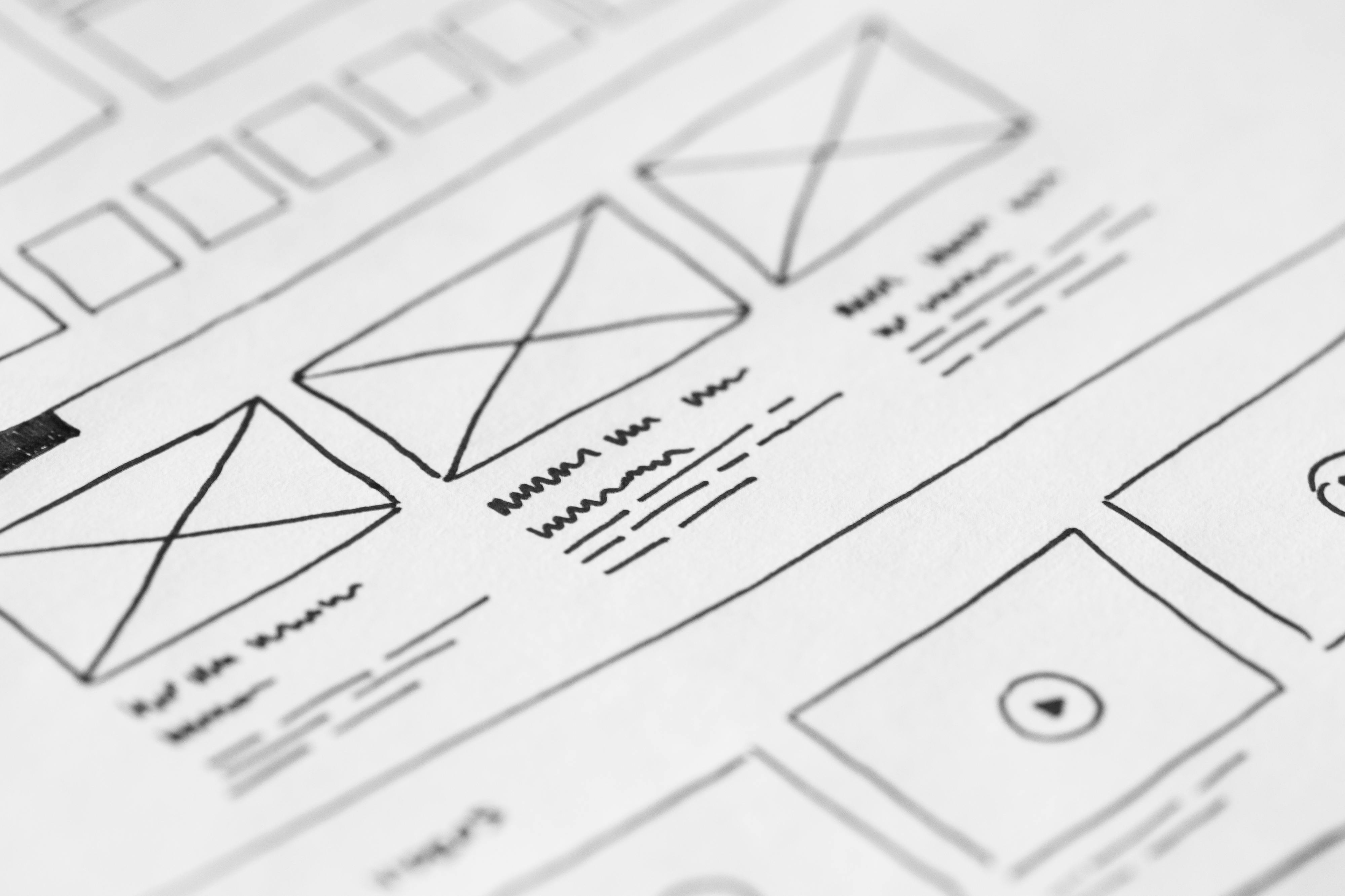 Wireframe sketches and layout planning